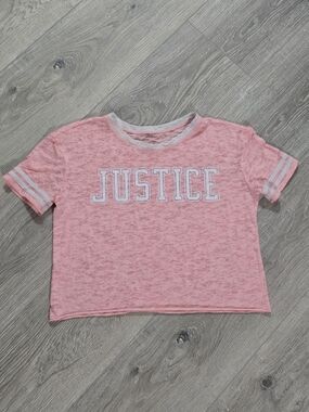 Justice Pink Short Sleeve Graphic Tee with White Trim